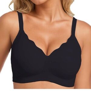 Elegant Black and brown  Scalloped Bra 2 pack